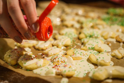 Close-up of person preparing food