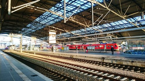 Train on railroad station platform