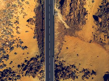 High angle view of land in desert