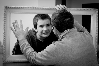 Portrait of boy at home