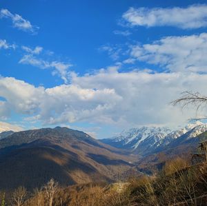 Scenic view of mountains against sky