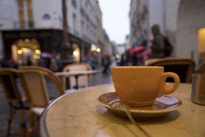 Close-up of coffee on table