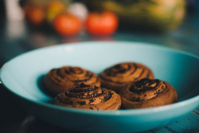 Close-up of dessert in plate on table