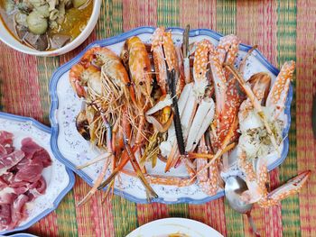 Close-up of seafood on table