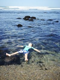 Full length of man at beach against sky