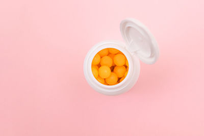 High angle view of eggs in container on table