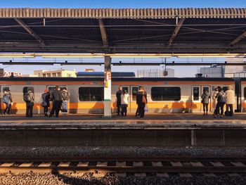 Train on railroad station platform