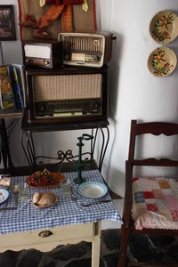 Full frame shot of objects on shelf