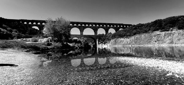 Bridge over river against clear sky