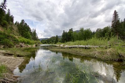 Scenic view of lake against sky