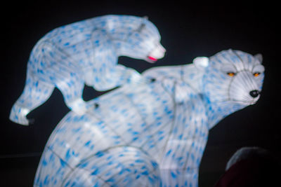 Close-up of statue against black background