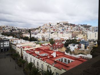 High angle view of townscape against sky