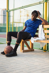 Portrait of the black man with the basketball