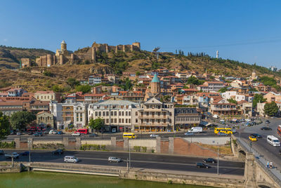 High angle view of townscape against sky