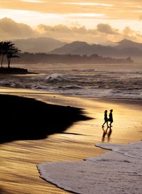 Scenic view of sea during sunset