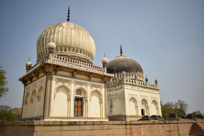 Low angle view of historical building against clear sky