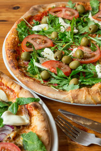 Close-up of pizza served in plate