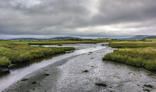 Scenic view of land against sky