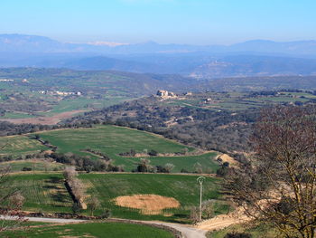 Landscape with mountain range in background