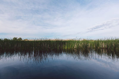 Scenic view of lake against sky