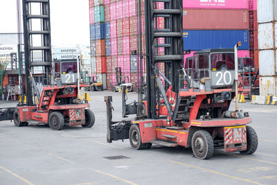 View of truck in city