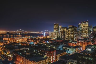 Illuminated city at night