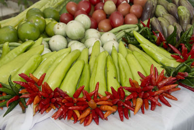 High angle view of vegetables in market