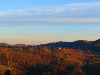 Scenic view of landscape against sky during sunset
