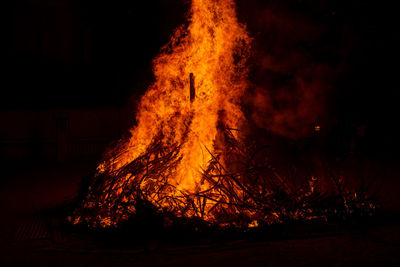 Close-up of fire at night