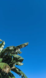 Low angle view of statue against clear blue sky