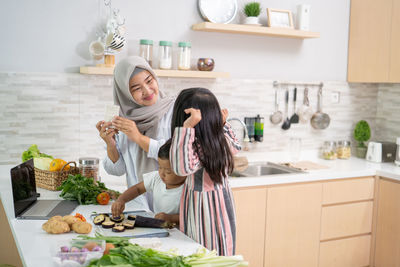 Woman preparing food at home