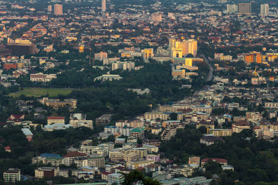 High angle view of buildings in city