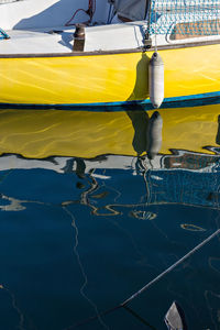 High angle view of yellow floating on water