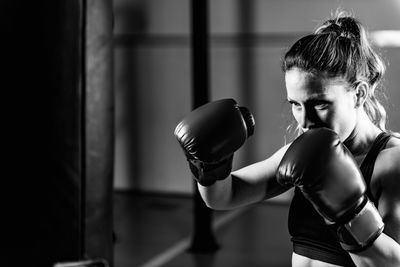 Woman on boxing training