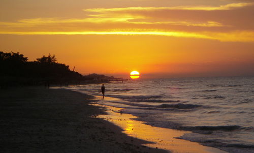 Scenic view of beach during sunset