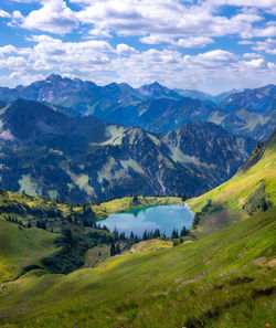 Scenic view of mountains against sky