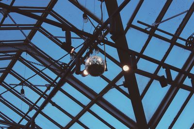 Low angle view of ball hanging