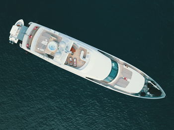 High angle view of ship in sea