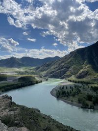 Mountain altay, russia, river valley 