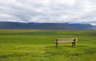 Bench facing open field