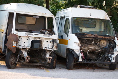 Damaged vehicles on road