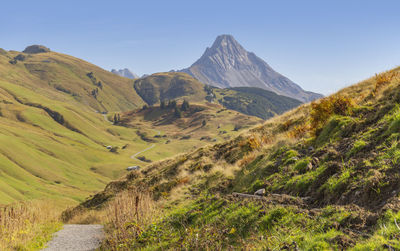 Scenic view of mountains against sky