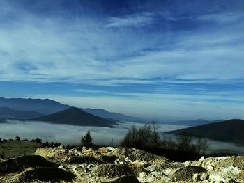 Scenic view of mountains against sky