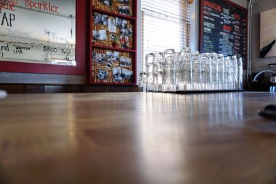 Close-up of text on table