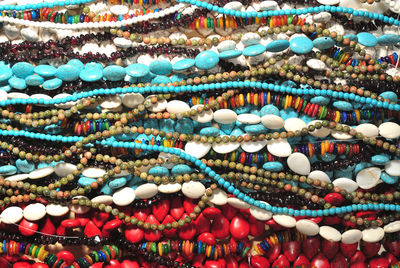 High angle view of multi colored gem stones for sale in market