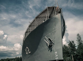 Low angle view of sailboat against sky