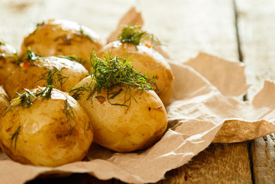 Close-up of food on table