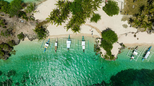 High angle view of people at beach