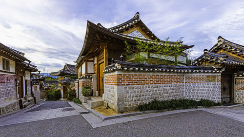 View of temple building against sky