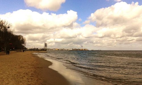 Scenic view of beach against sky